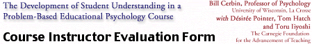  Course Instructor Evaluation Form 