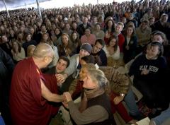 His Holiness, the Dalai Lama speaks at Salve Regina University, November, 2005.  All Salve students study his works as part of the Core Curriculum.